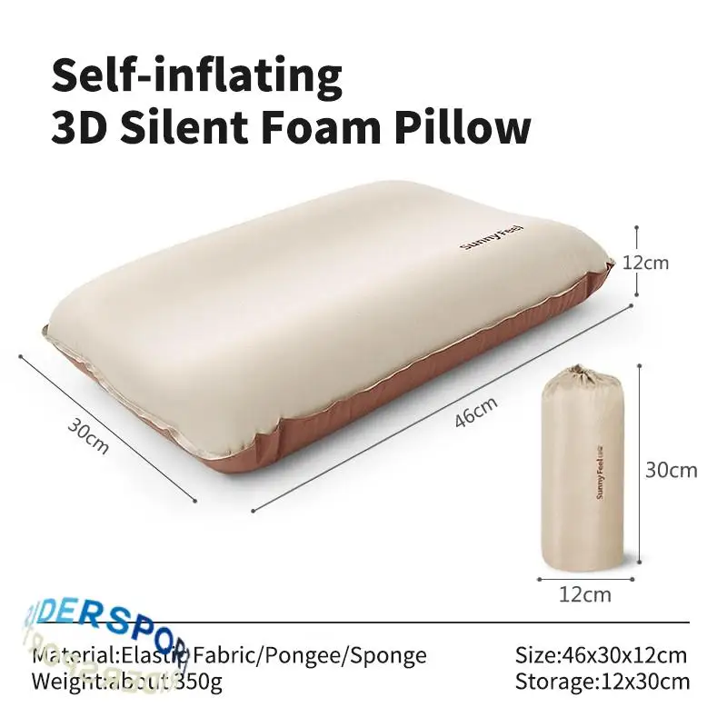 

Outdoor Automatic Inflatable Foam Pillow 3D Silent High Resilience Foam Filled Camping Sleeping Pillow