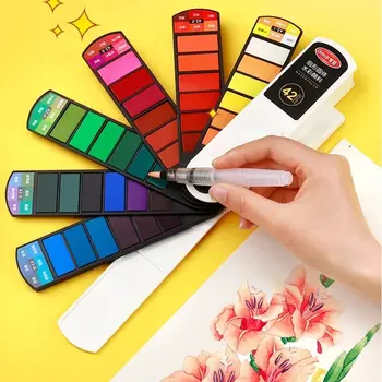 Set di colori ad acquerello solido portatile a 36/42 colori pigmento ad acquerello con penna ad acqua per forniture artistiche per pittura per principianti 1