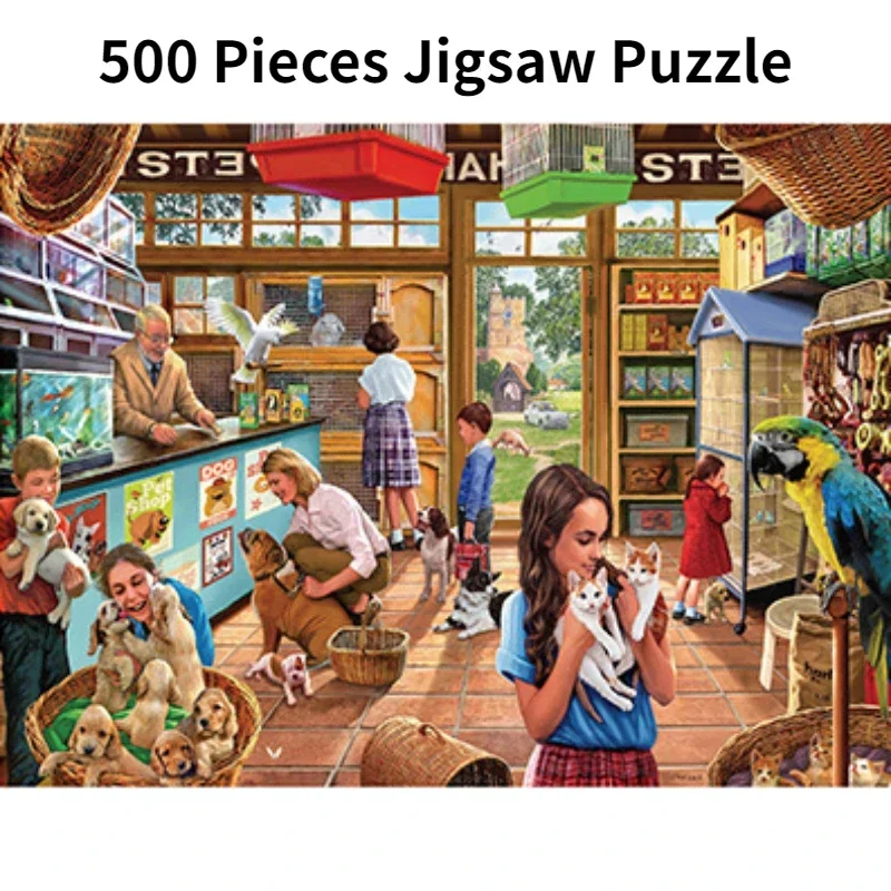 

38*52cm Adults 500 Pieces Paper Jigsaw Puzzles Pet Store Beautiful Landscape Paintings Stress Reducing Toys Christmas Gifts