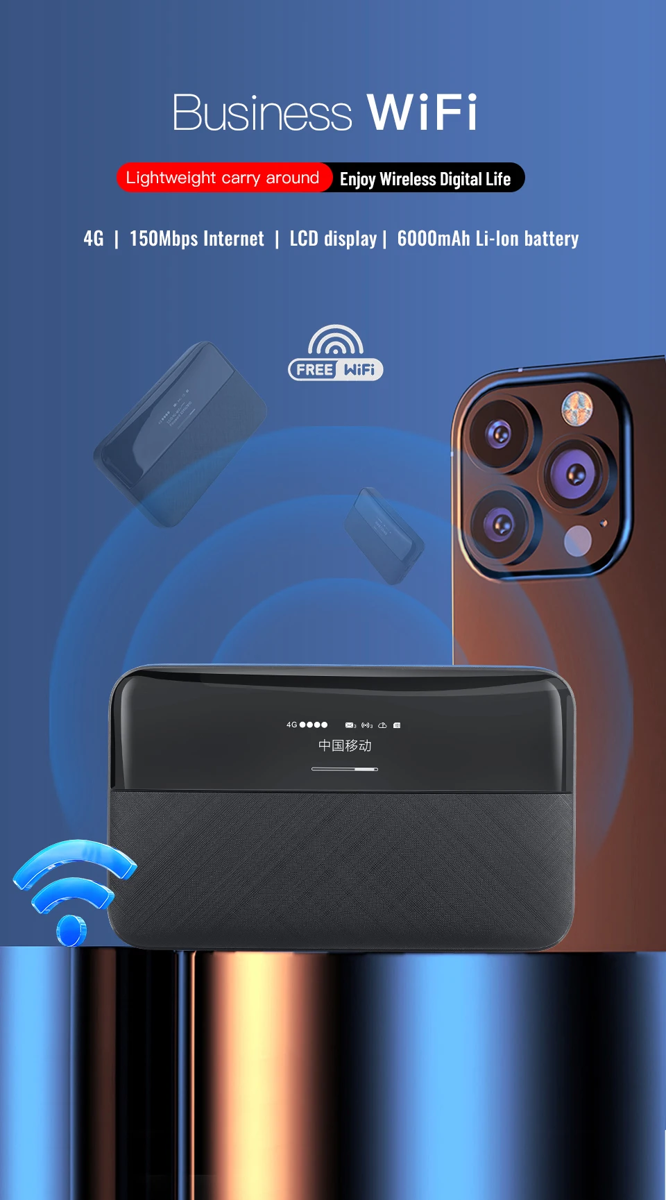 Slot Para Cartão Sim, 6000mAh Power Bank