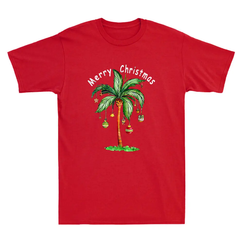 Merry Christmas Palm Tree Hawaii Hawaiian Tropical Christmas Retro T-Shirt Da Uomo