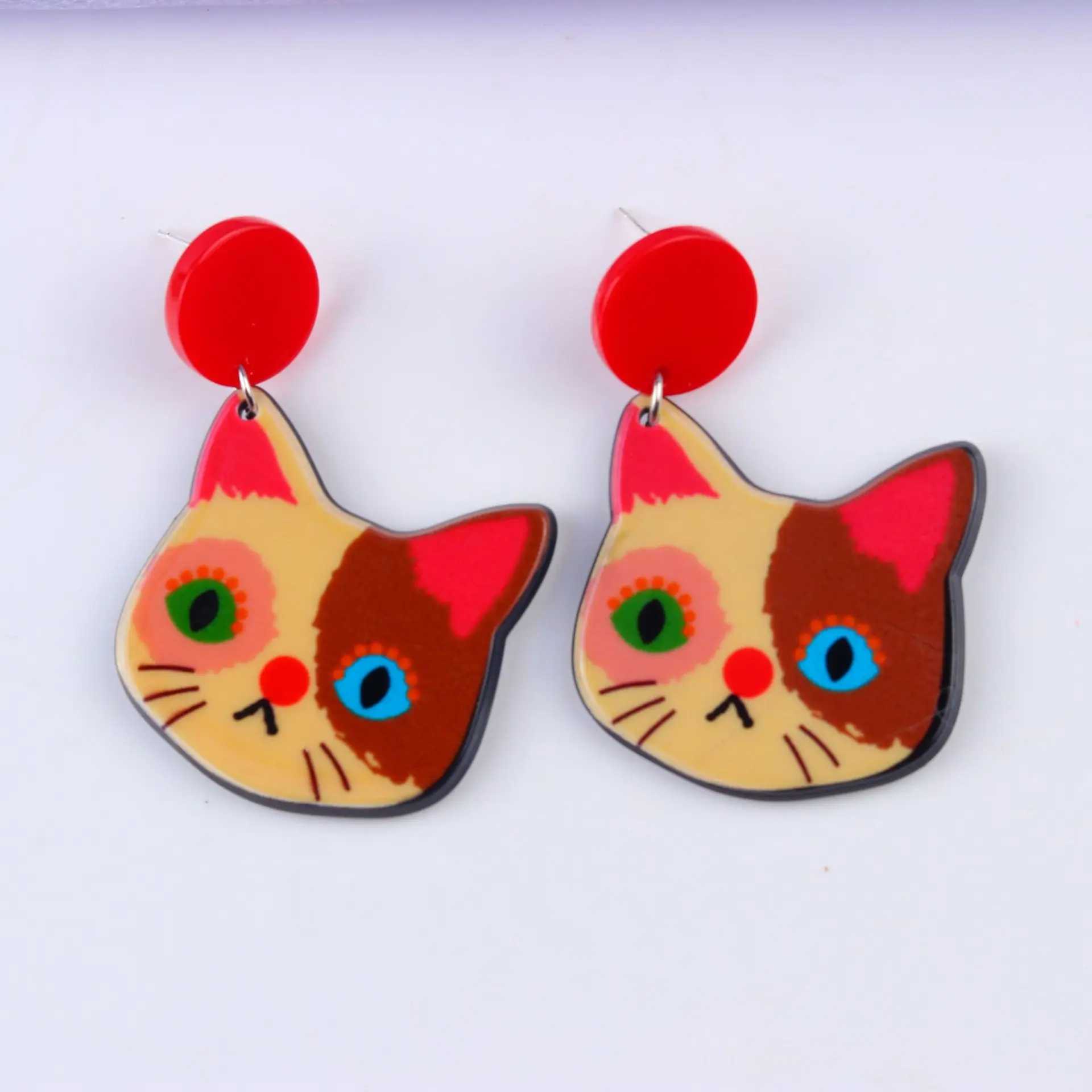 2023 Cute Cat Dog Acrylic Drop Earrings Epoxy Animal Aros