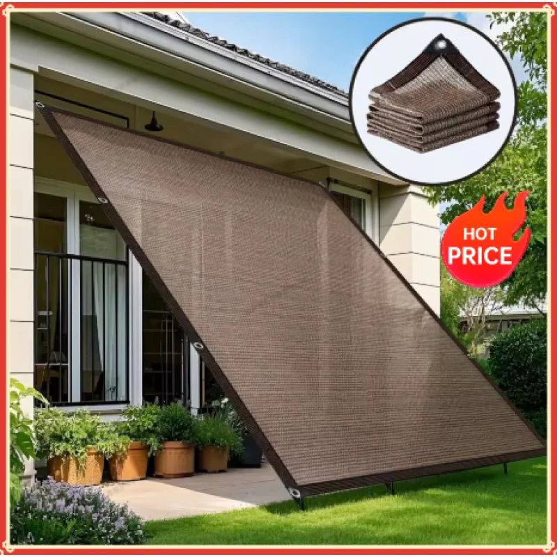 Durable Brown UV Protection Outdoor Sun Shade Net for Travel, Picnics, and Pools