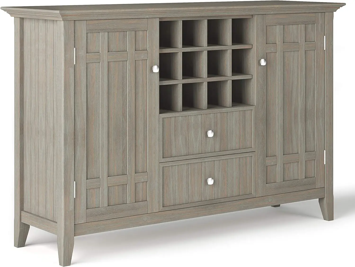 

SIMPLIHOME Bedford Solid Pine Wood 54 inch Rustic Sideboard Buffet Credenza in Distressed Grey features 2 Doors