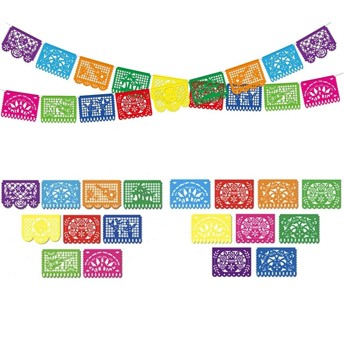 Party Decorations Mexican Theme Party Favors Decoration Pattern Square Banner Paper Flags Day of The Dead Halloween