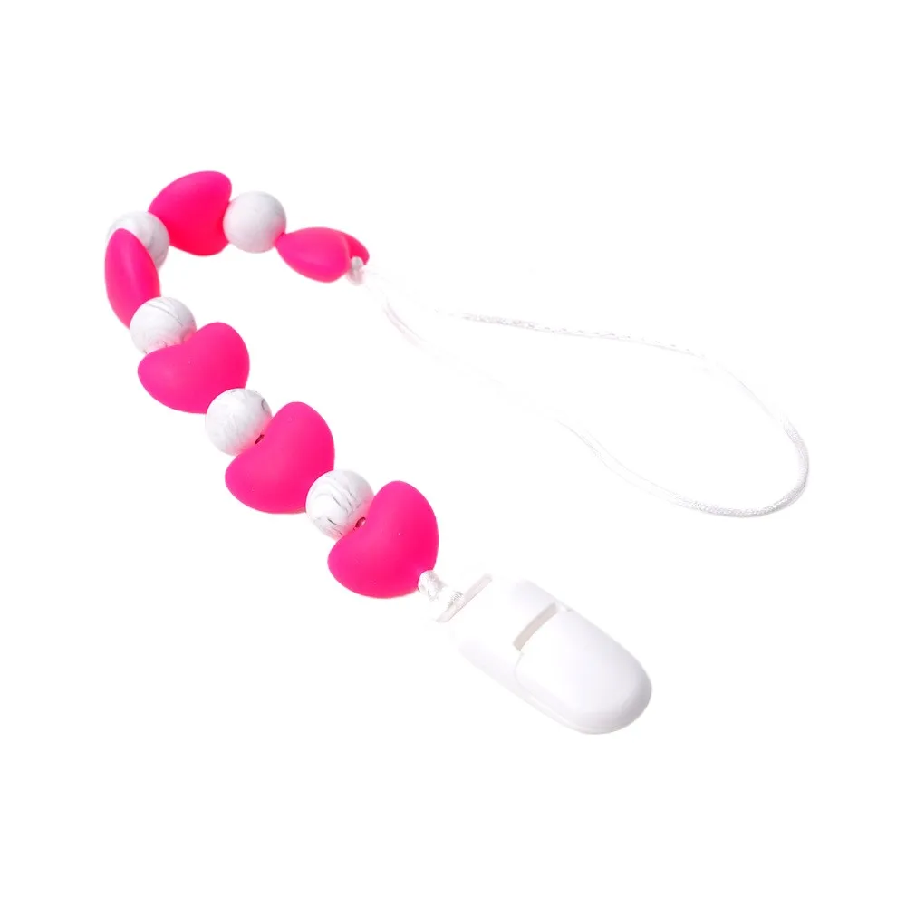 Silicone Beads Pacifier Clip Baby Dummy Holder Leash, Teething Pacifier Chain
