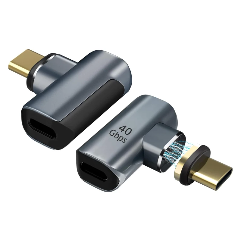 USB C Magnetic Adapter 90 Degree Magnetic USB C Adapter 24 Pins with PD 100W Fast Charge USB 4.0 40Gbps 8K 60Hz
