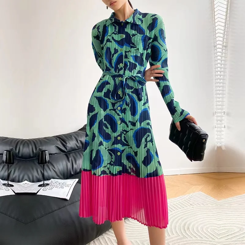 

Плиссированное Платье миаке, осень 2024, новое платье на шнуровке с пряжкой, модное платье в этническом стиле, официальное вечернее Подарочное платье, летнее платье Макси