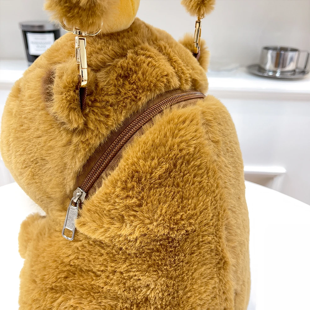 Kawaii Fashion Plushie Doll Fur Bag Capybara Plush Backpack Children's Bag Shoulder Mini Knapsack Bags Gifts Girlfriend Plush Backpack