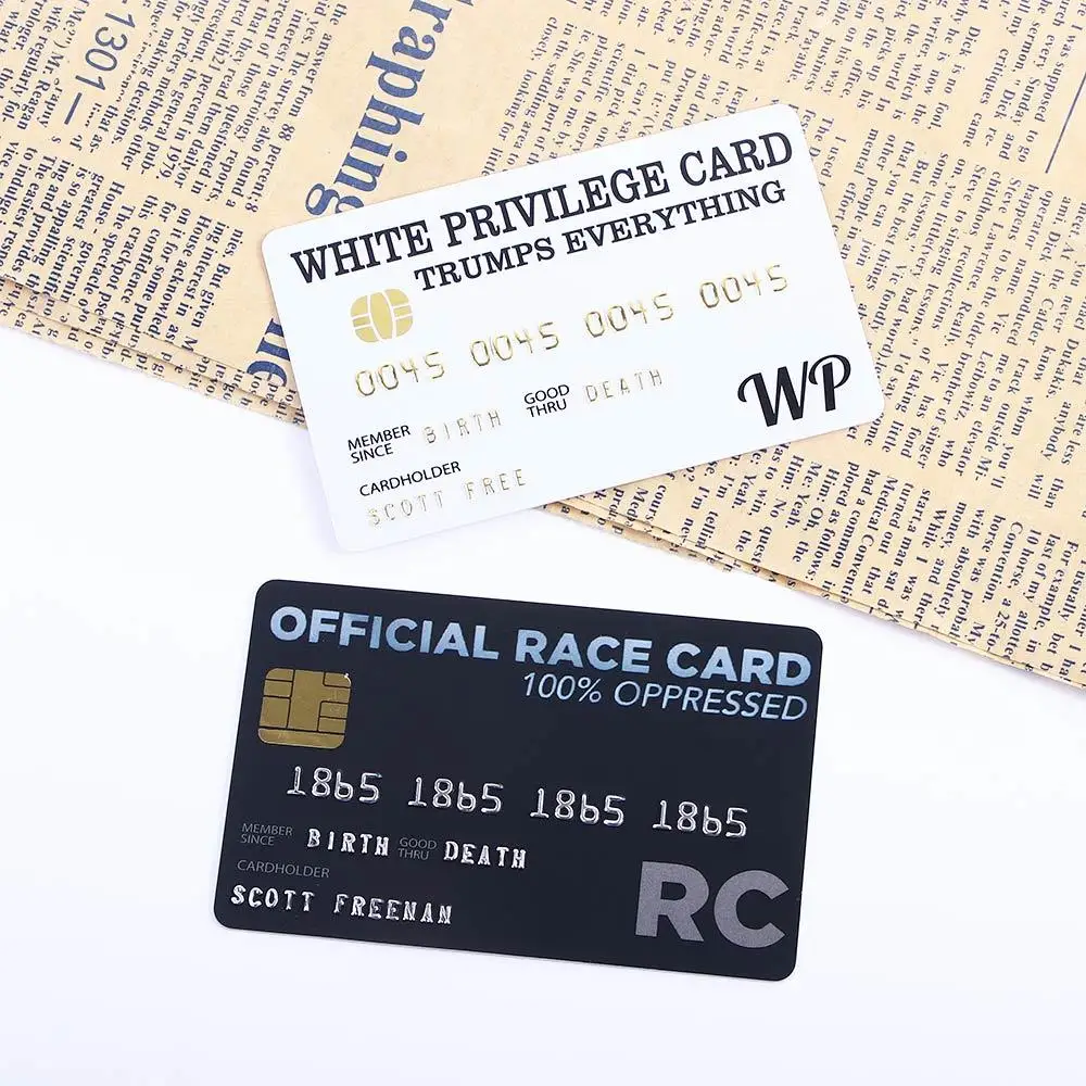 Wallet Size Black White Novelty Credit Card Official Race Card Privilege Trumps Everything custom cards gag cards message cards