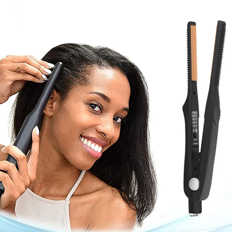 Mini Teddy Wave Hair Straightener Thin Pencil Flat Iron Titanium Professional Salon Hair Curler for Short Hair for men and women 5