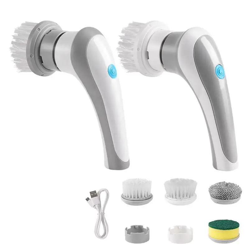 Electric Cleaning Brush Multi-functional Home USB Rechargeable Wireless Electric Rotary Scrubber With 3 Replaceable Brush Heads