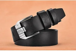 Luxurious Men's Cowhide Leather Belt with Metal Alloy Pin Buckle - 130cm (FGD2 black)