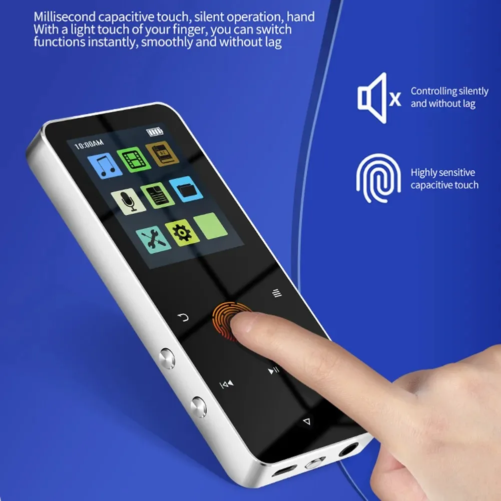MP3 MP4 Music Player 2.0 Inch Touch FM Radio Video Play E-book HIFI Metal With Bluetooth Built-in Speaker Touch Key MP4 Player