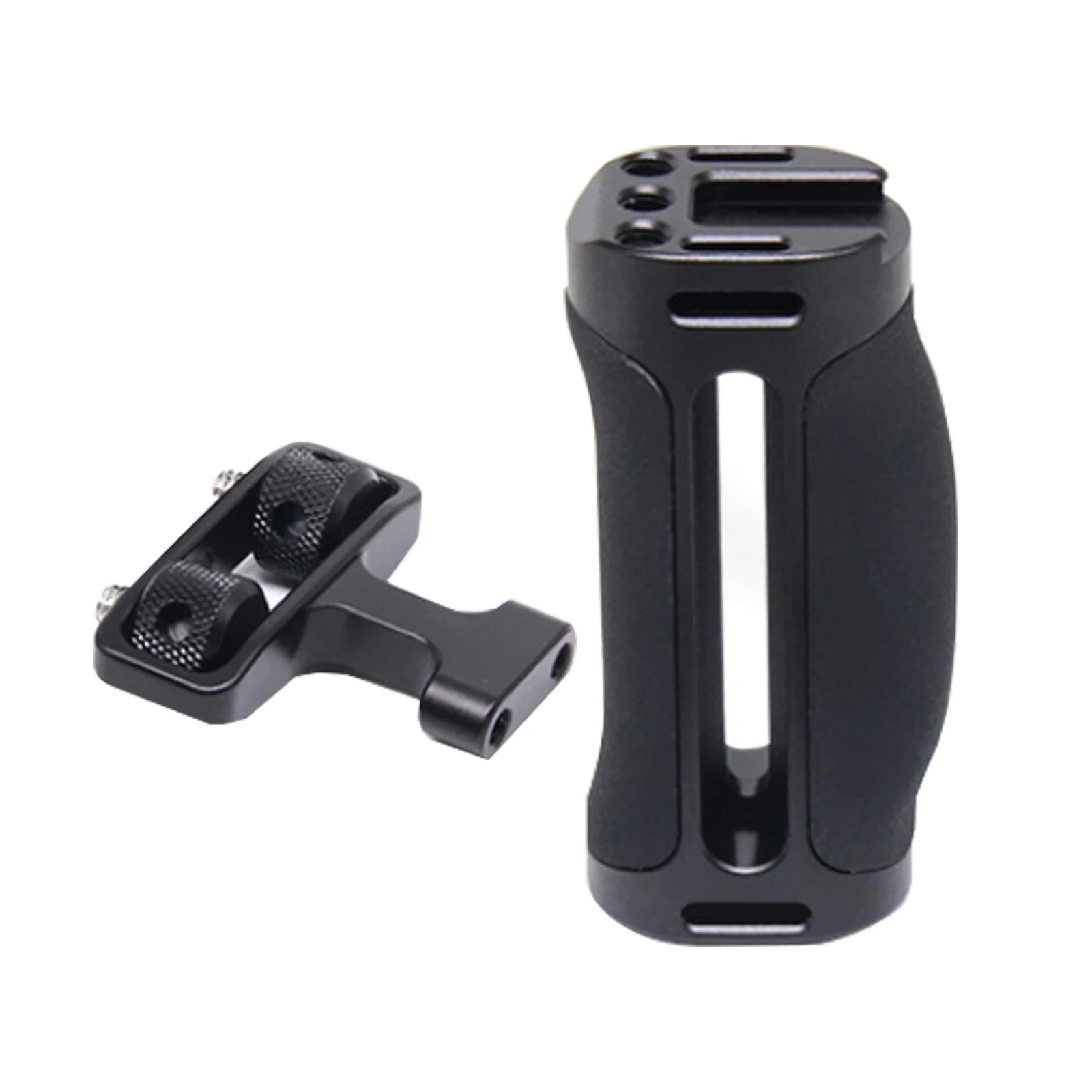 Aluminum Side Handle Grip for DSLR Camera Cage Cold Shoe Mount Threaded Holes Direction Changeable