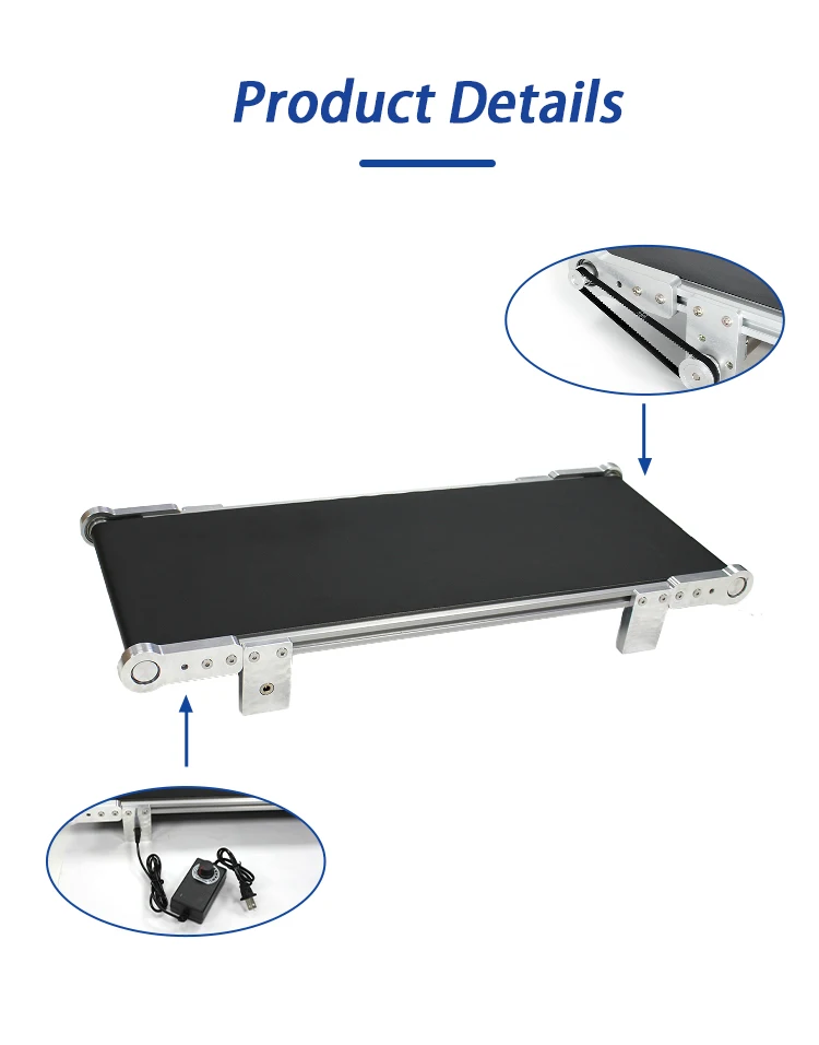 60CM Adjustable Speed Wide Mini Conveyor Belt Aluminum Alloy Electric Conveyor T