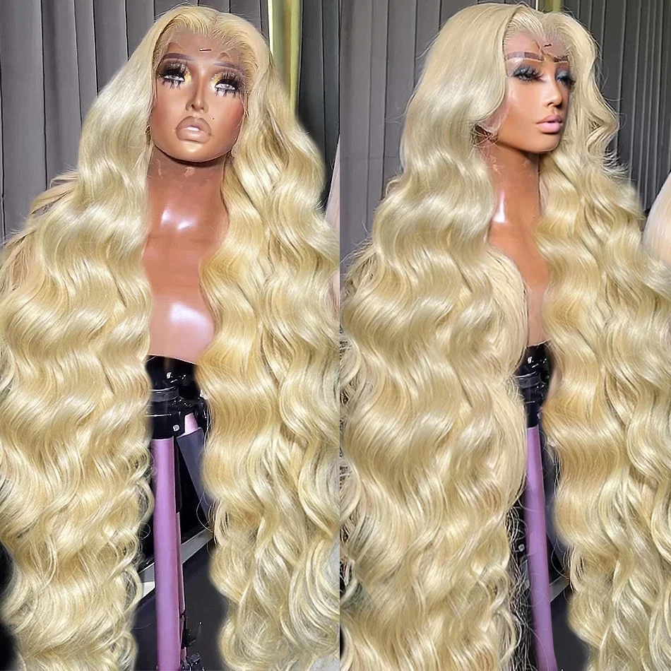 Tewjig 13x6 HD Transparent 613 Honey Blonde Body Wave Lace Frontal Human Hair Wig 30 36 Inch 13x4 Color Lace Front Wig For Women
