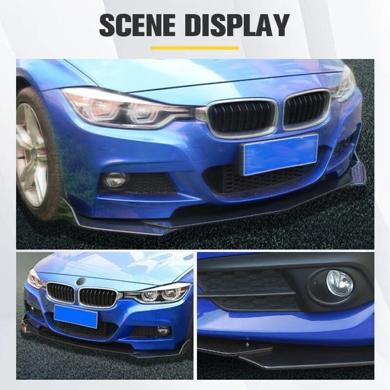 Kit Paraurti Auto Sportivo - Splitter Anteriore In ABS Nero Lucido, 4 Pezzi Universali - Foto 9