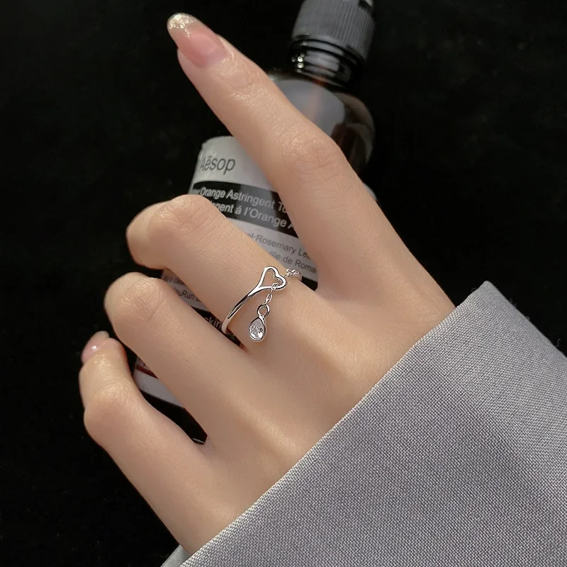 925 Sterling Silver Beads Chain Open Finger Ring For Women Girls Sterling Silver Jewelry Gift silver rings,silver ring
