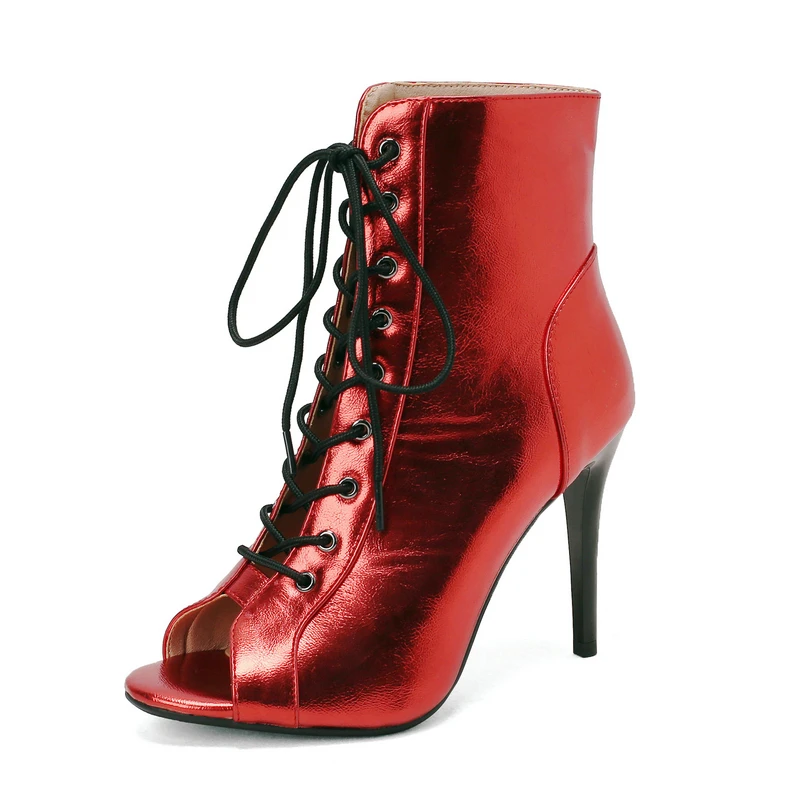 

New Women's Summer Cool Boots Sexy Thin High Heels Peep Toe Shiny Dance Stilettos Shoes Ladies Indoor Ballroom Jazz Dance Sandal