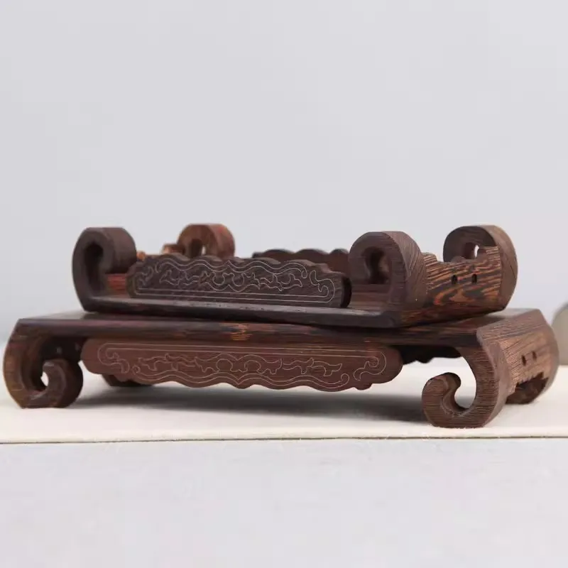 Wooden Miniatures Table Base, Tea Set, Pedestal Figurines, Vase, Incense, Fish Tank, Stone Display Stand, Flower Pot, Bonsai P