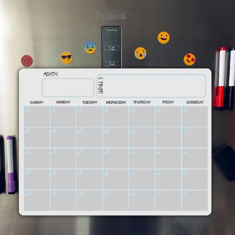 A3 Whiteboard Erasable Monthly Weekly Schedule Calendar Planner Dry Erase Whiteboard Refrigerator Sticker Message  Board  Menu