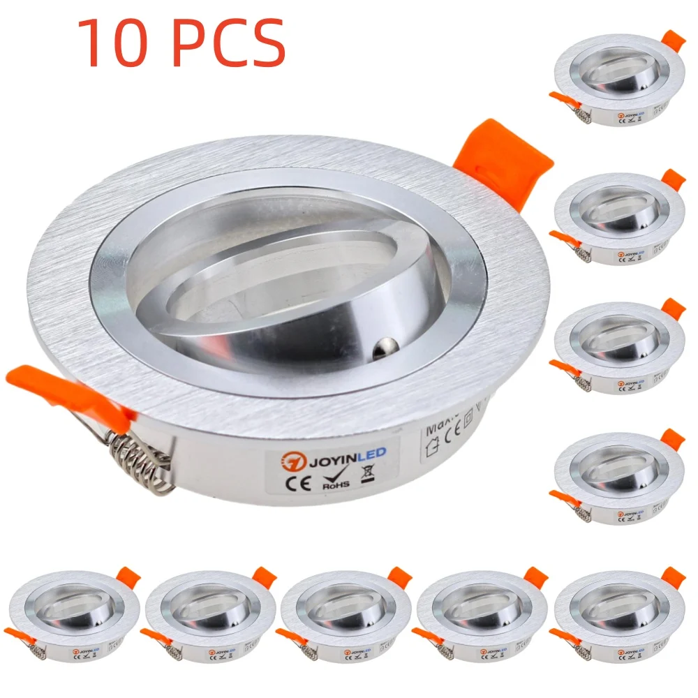 5/10pcs GU10 MR16 Round Recessed Ceiling Spotlights Frame LED Downlight Angle Adjustable Rotating Indoor Lighting Fixture