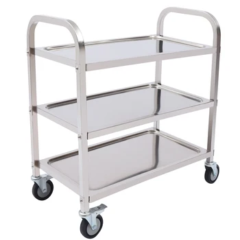 Carrello portaoggetti a 3 livelli Carrello di servizio in acciaio inossidabile con ruote Carrello portaoggetti su scaffale su ruote per ristoranti e cucine 1