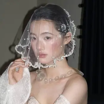Accessori per capelli da sposa Perle Perline Fasce Copricapo Copricapo in pizzo Copricapo Veli Spose Donna Fasce per capelli Gioielli da sposa