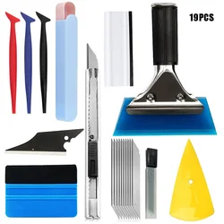 Kit d'outils de teinture de vitres de voiture, autocollant en Film de Fiber de vinyle, accessoires de voiture, outil d'épluchage, racloir à rasoir, 19 pièces 