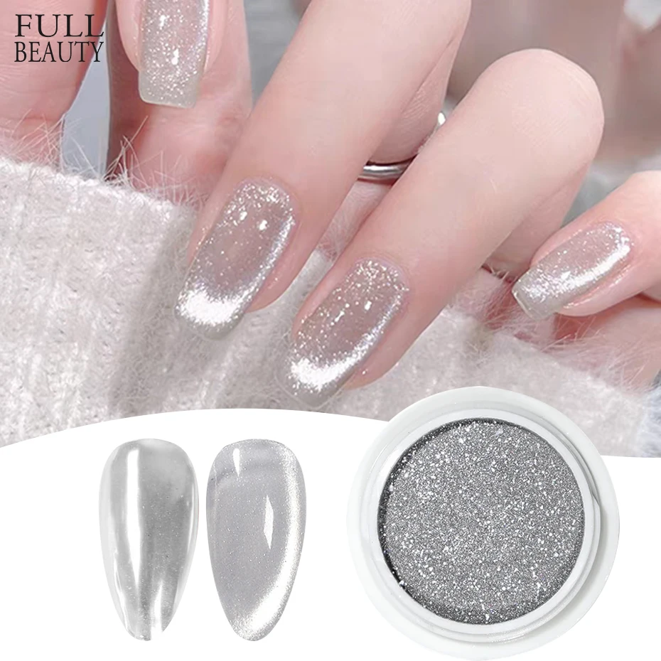 Chrome Silver Cat Eye Magnetic Nail Powder Metallic Mirror Nail Art Pigment Dust UV Gel Magnet Glitter for Manicure Decoration