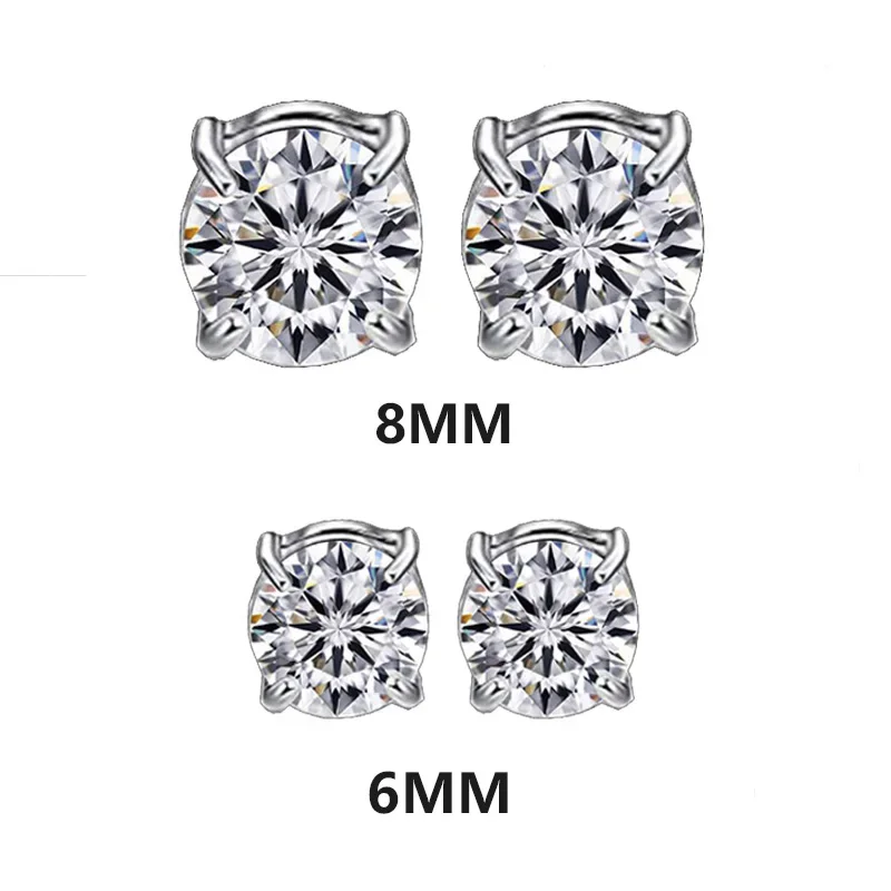 Stud Earrings, Crystal Strong Magnetic, for Men and Women, Punk Round Zircon, Magnet, Non Piercing Jewelry