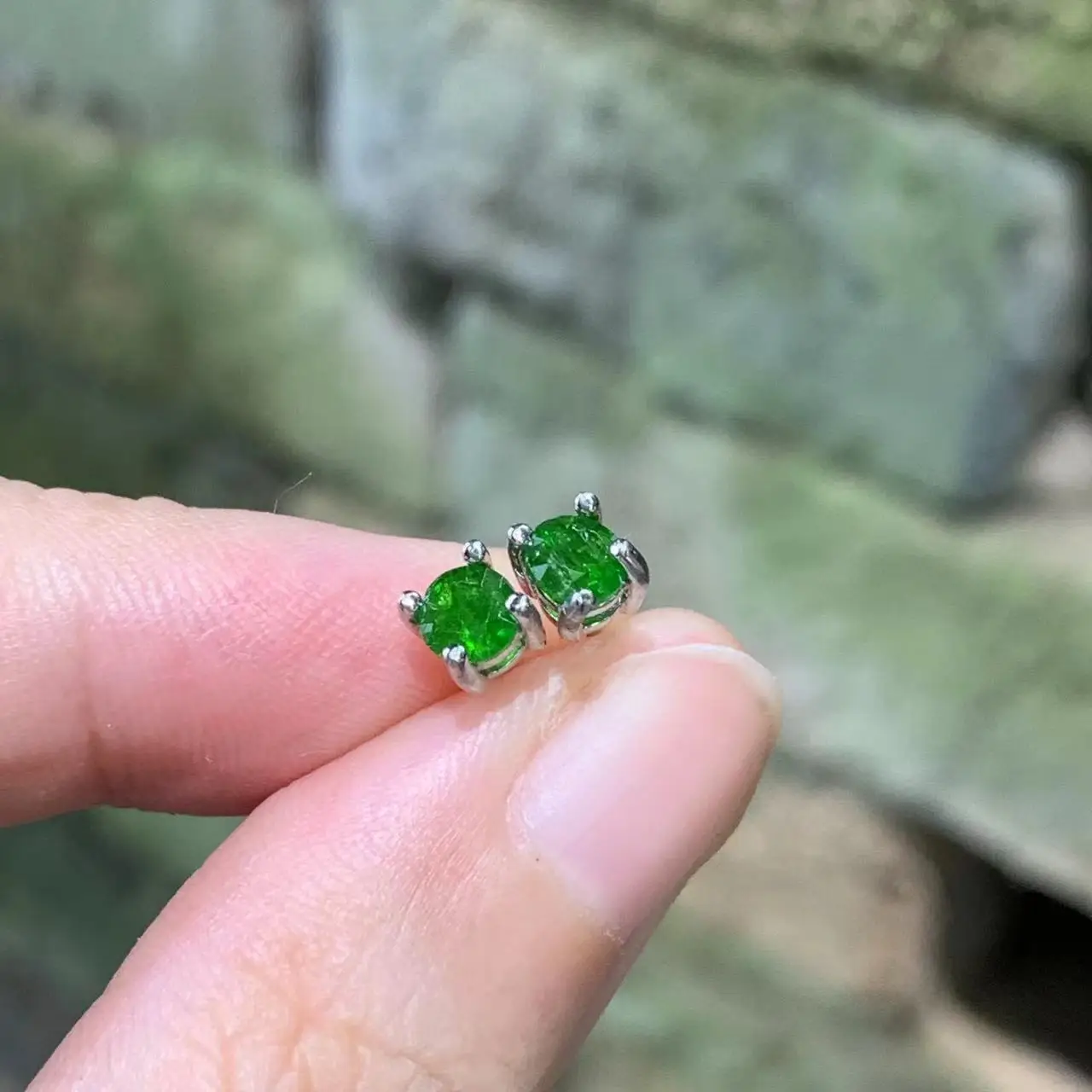 MM Natural Diopside Stud Earrings For Women Real 925 Sterling Silver Vintage Femme Gift Prevent Allergy Fine Jewelry Stone
