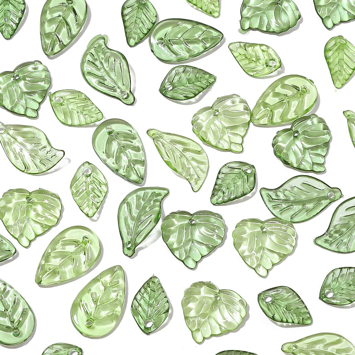 Acrylic Beads 50pcs Mini Tree Leaves For Handmade Jewelry Accessories