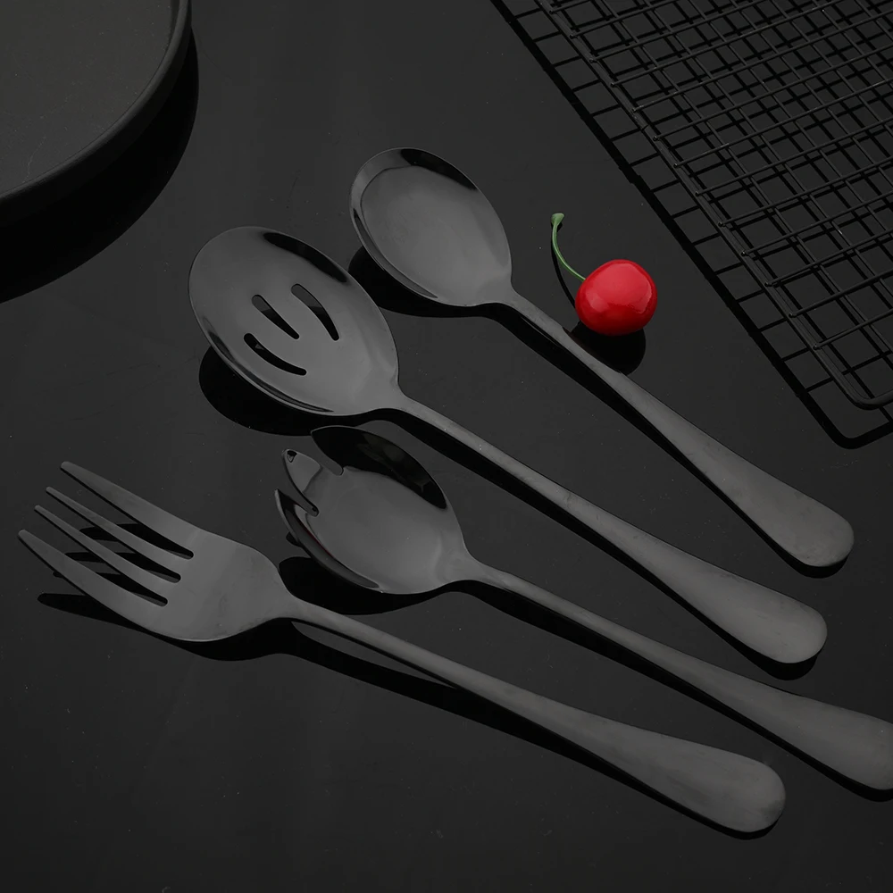 Cutlery Set Western Style Cutlery Set Picnic Cutlery Set Stainless Steel Cutlery Set Picnic Tableware Camping Cutlery Set Wooden Cutlery Set Ceramic Dinnerware Set Black Stainless Steel Dinnerware Set Flatware Soup Spoon Colander Spoon Service Salad Fork Cake Spatula Kitchen Tableware