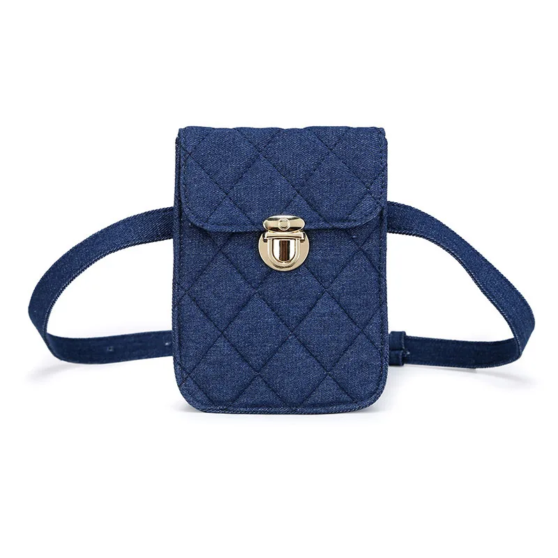 

Поясная Сумка для женщин, модный клетчатый кошелек из денима в стиле ретро, сумочка для сотового телефона для девочек-подростков