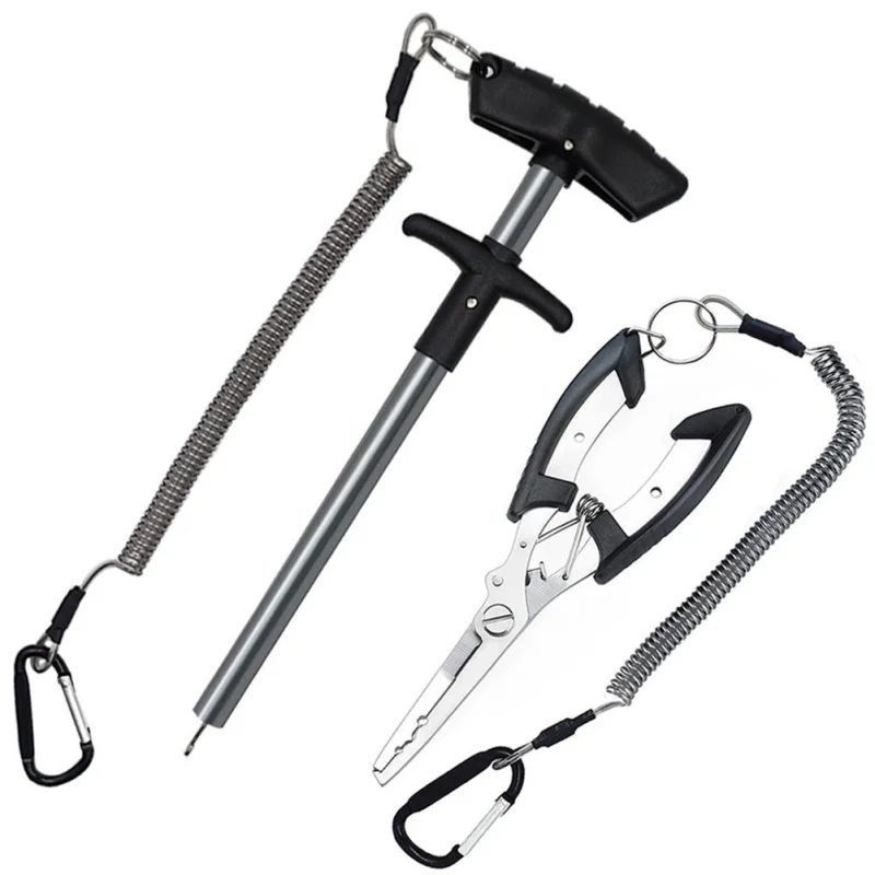 Description Picture 4 of item12 Pcs Security Gear Tools Retractable Elastic Ropes Steel Key Rings Fishing Lanyard Lure Pliers Carabiner Tether for Outdoor