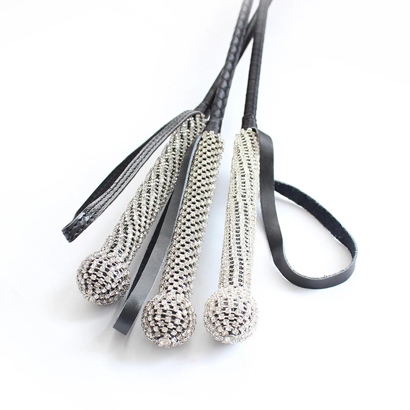 Crystal Handle Riding Crop PU Leather Whip Premium Quality Leather Crops Equestrianism Horse Whips 5