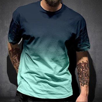 Magliette semplici sfumate per uomo Trend Summer Girocollo Moda T-shirt a maniche corte stampate in 3D T-shirt casual allentate streetwear 1