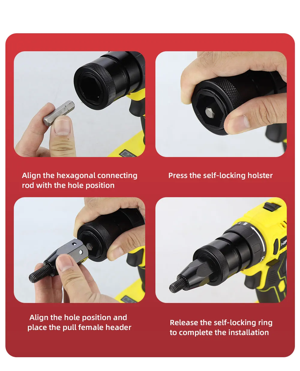 HIFESON Powerful Brushless Electric Rivet Nut Gun Nut Riveter Rivet Tool No Battery M3M4M5M6 For 18V/21V/26V Makita Battery