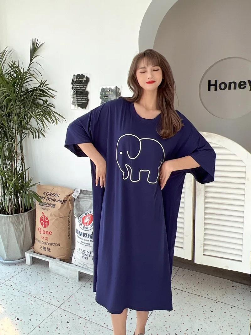 Fdfklak Nette Cartoon Nachtwäsche Kleid Frauen Nachthemd Neue Lose Plus Fett Modal Nachthemden Weibliche Sommer Nachthemd 110 Kg Tragen – Detail 17