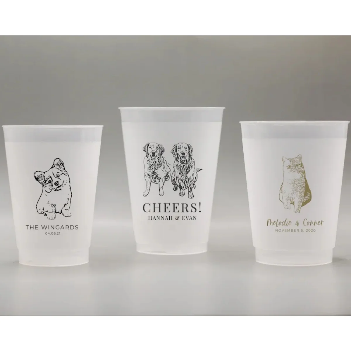 

Customized Pet Frosted Shatterproof Frost-Flex Cups, Personalized Animal Wedding Favor Cups, Wedding Rception & Special Event Fa