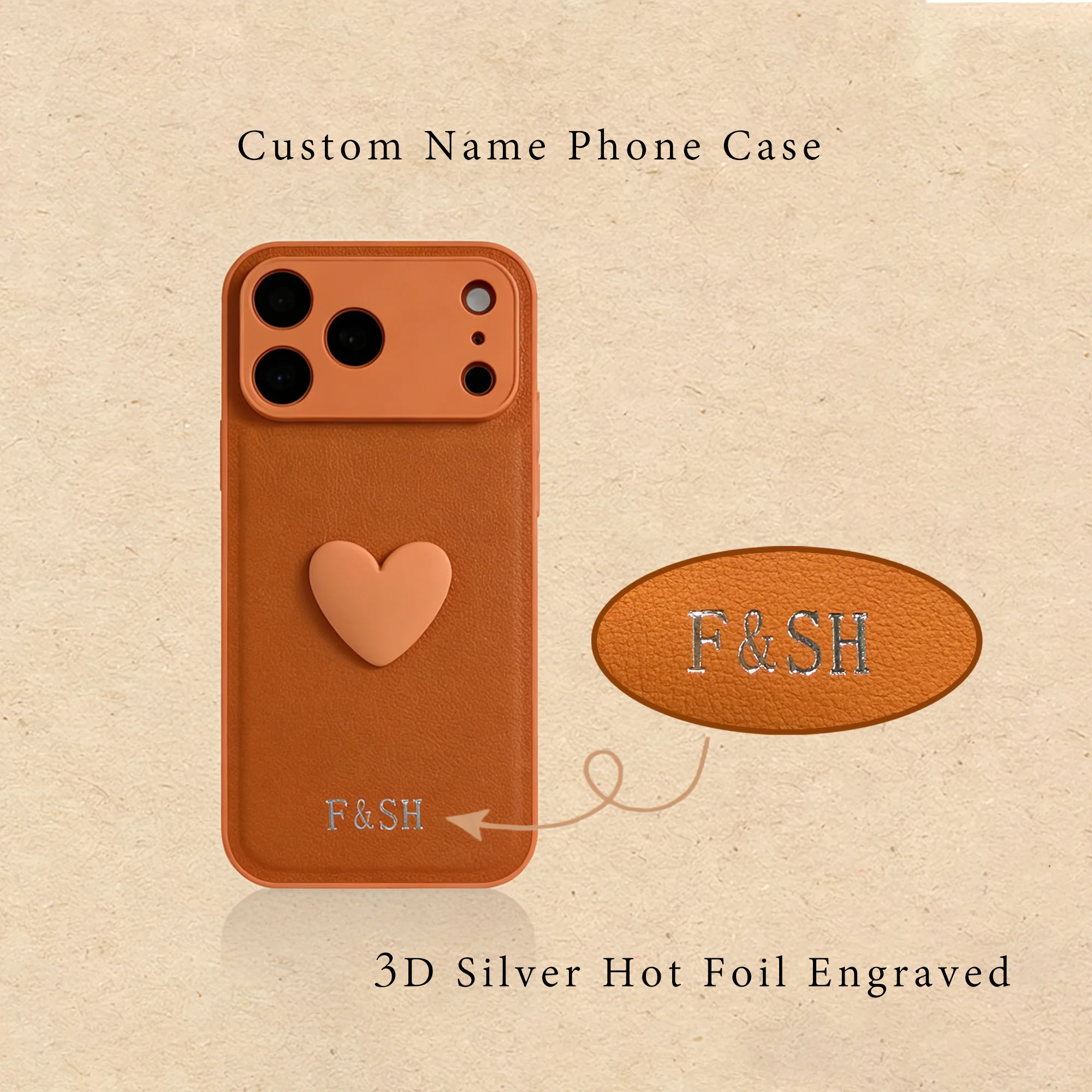 Custom Name Hot Silvery Foil Engraved Phone Case for iPhone thumbnail 5