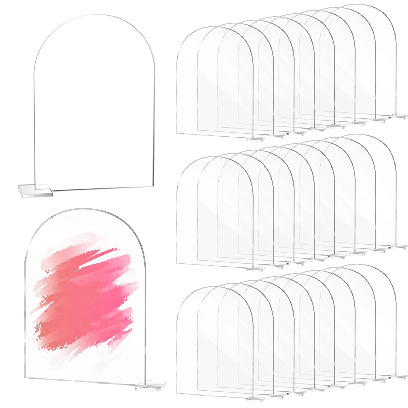 Acrylic Transparent Arched Semicircular Digital Seat Card Diy Blank Party Decoration Wedding Table Card Display Table Base