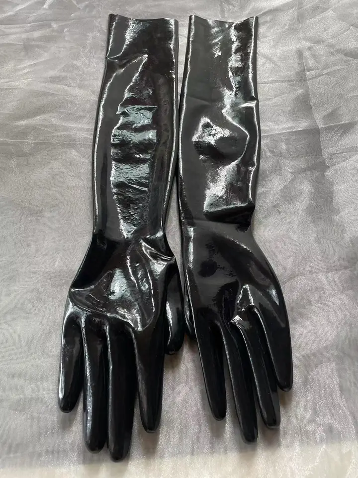 男性と女性のための超薄型ラテックス手袋,黒,光沢,長い,フラット,透明