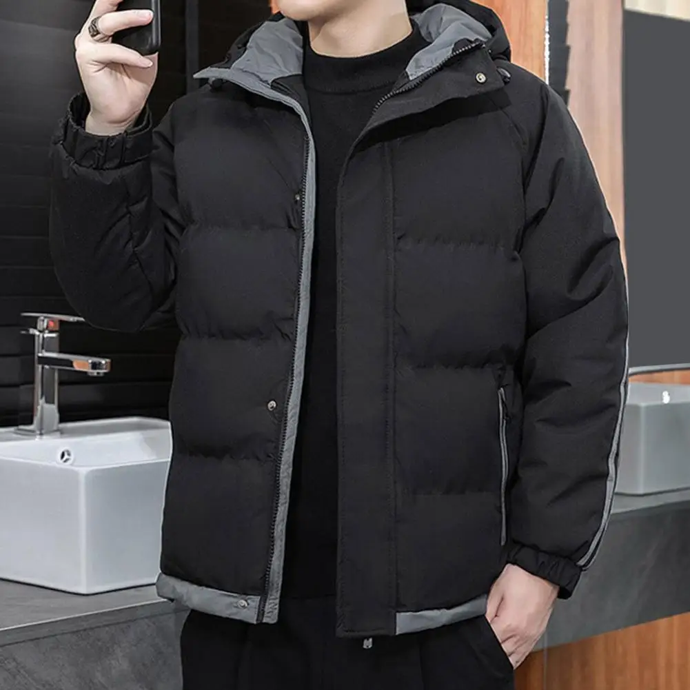 

New Winter Men's Parkas Hooded Thick Short Coat Youth Leisure Down Coats Jacket Two-bar Parkas Jacket Coats for Men