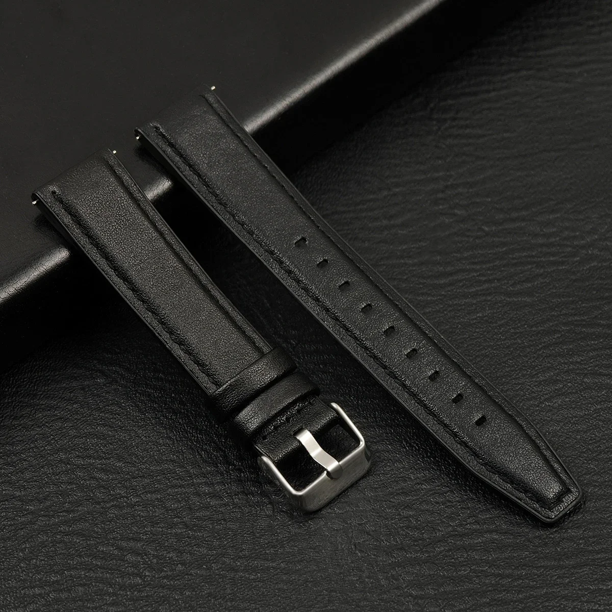 Elegant Leather Wristband - 20mm/22mm Adjustable Strap