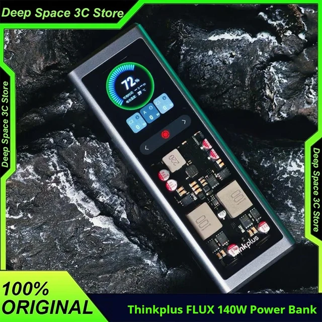 ThinkPlus Flux 20000mah Power Bank 140W Fast Charging With 2.01-inch TFT Color Screen Type-C & USB a For iPhone17 Huawei Laptop