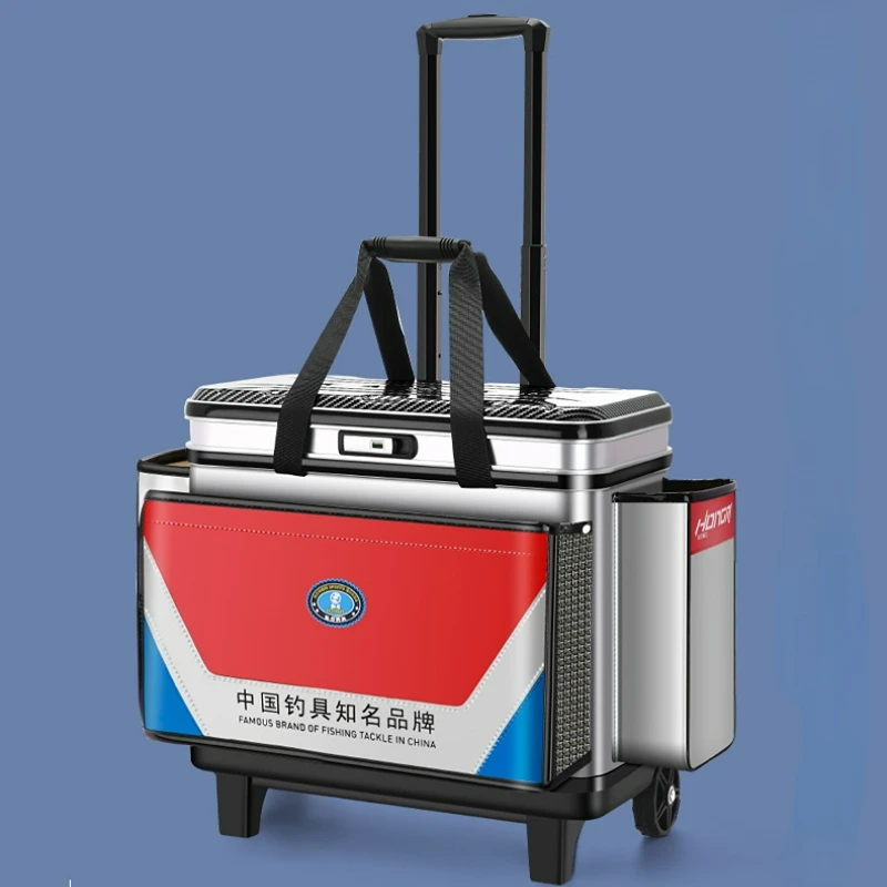38L Large Capacity Fishing Rod Box with Wheel Multifunctional Thickened