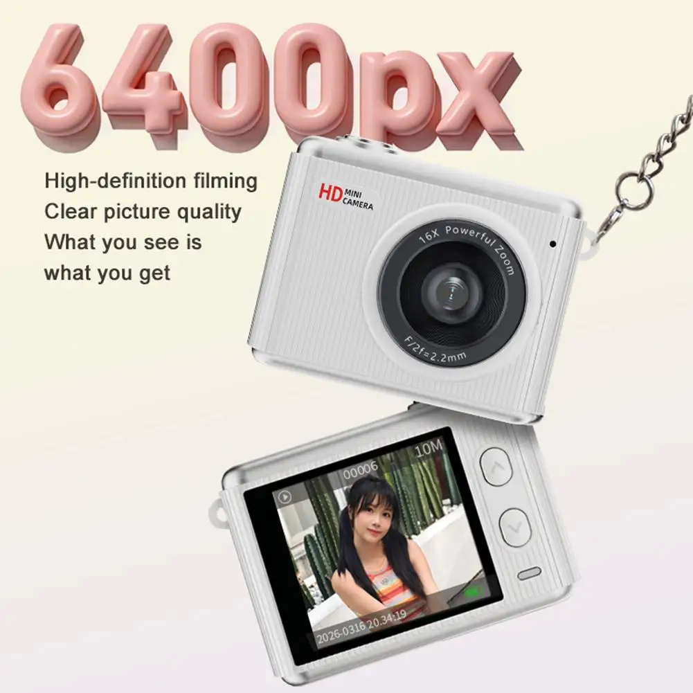 사진 촬영용 4K 디지털 카메라 듀얼 스크린 브이로그 카메라 자동 초점 셀카 카메라 16배 줌 청소년용 컴팩트 카메라 유튜브